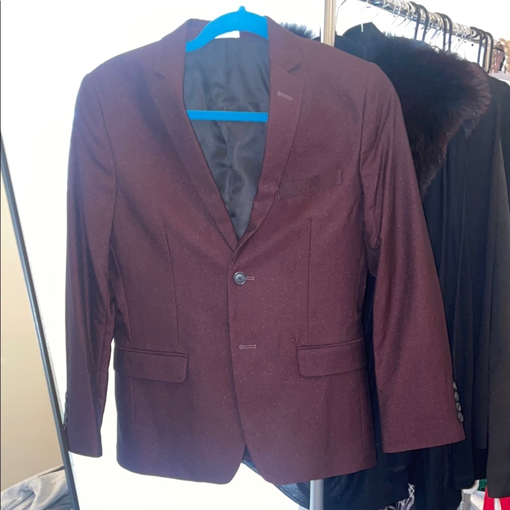 Calvin Klein Purple Blazer Classic Cut Notched Lapels